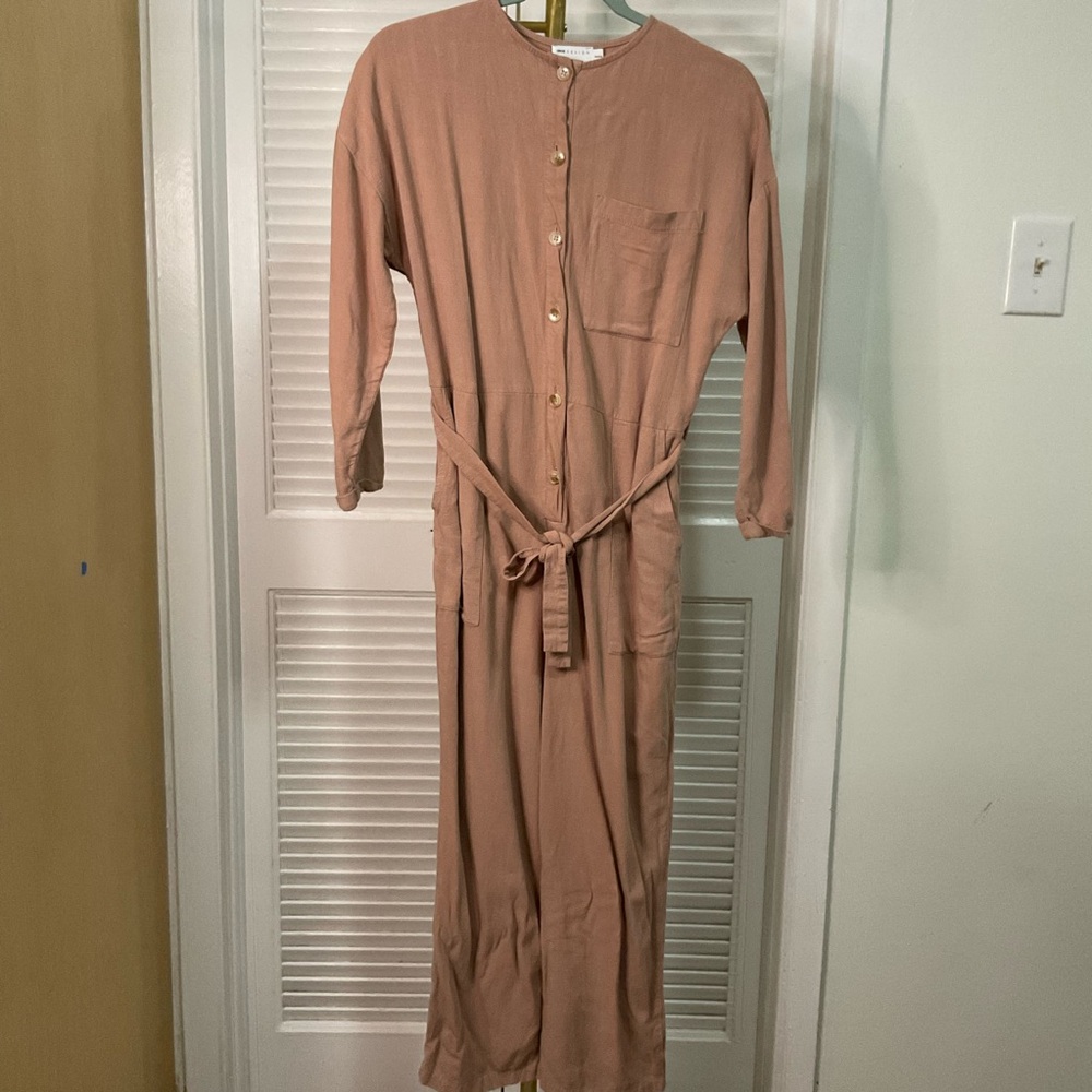 ASOS Petite Wide Leg Jumpsuit in Dusty Pink